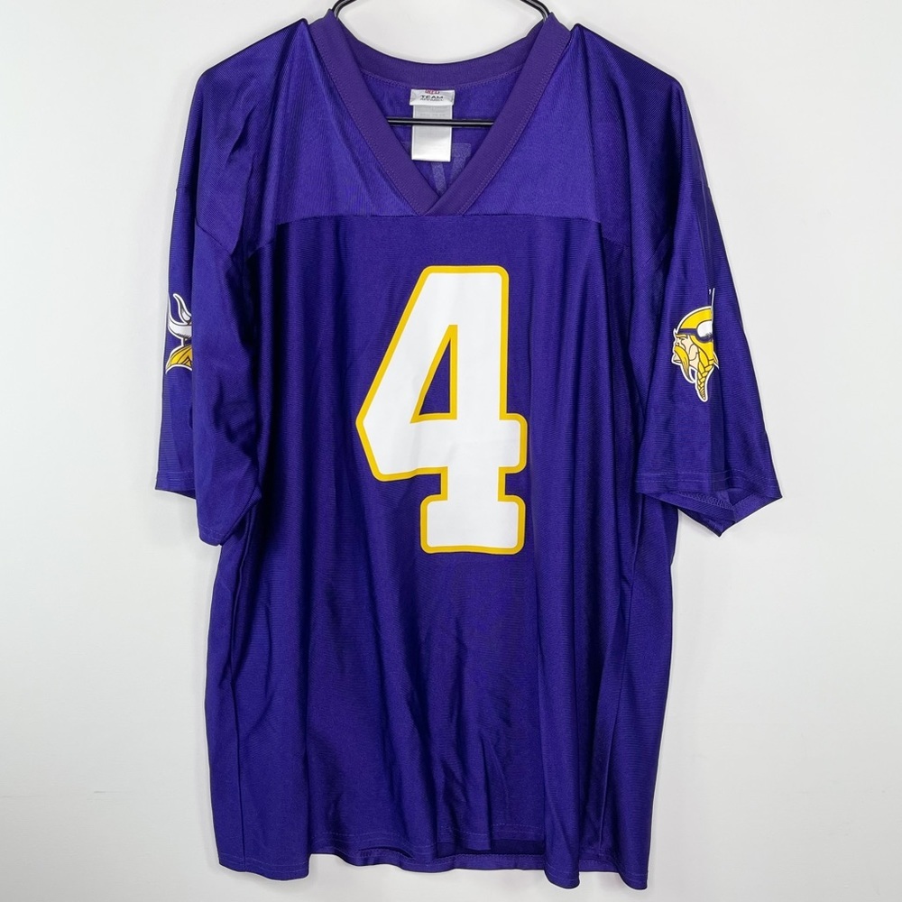 NFL Team Apparel Minnesota Vikings Brett Farve #4 Purple and Gold Jersey large